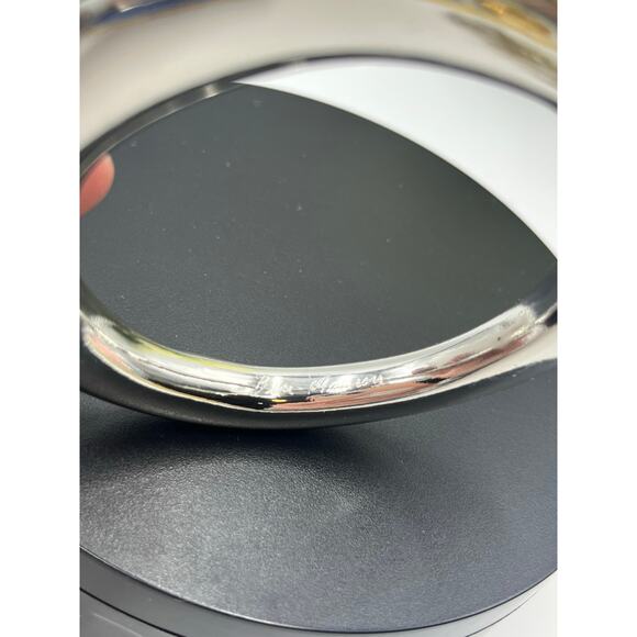 Ben-Amun Designer Handcrafted Large Silver Sculpted Polished Slip On Bangle - Picture 9 of 9